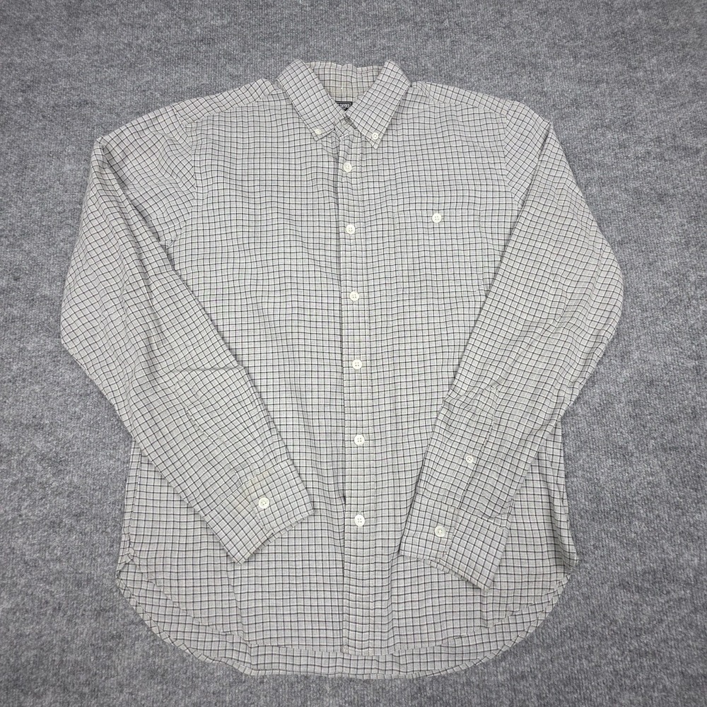 Todd Snyder Shirt Mens Medium Gray Check Cotton Long Sleeve Oxford Collar